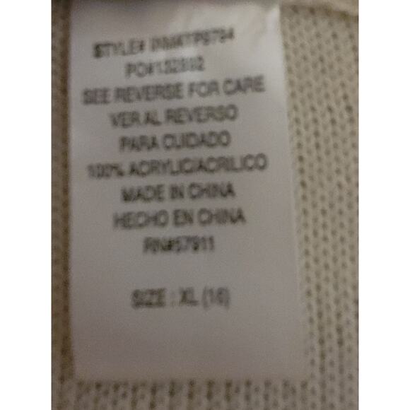 2 Hip By Wrapper Cream Crochet Open Front Knit Cardigan Sweater XL Fringed Boho - Picture 5 of 5